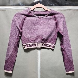 Gymshark Women's Heathered Purple Long Sleeve Crop Top